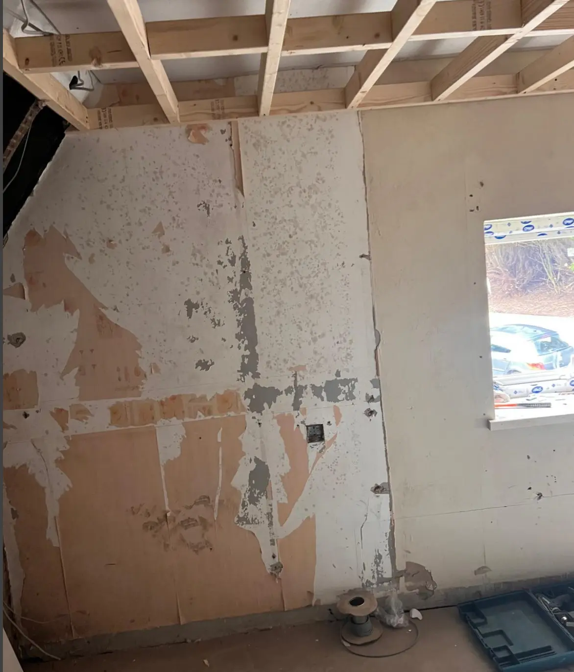 Property refurbishment area prepared for asbestos removal work in London