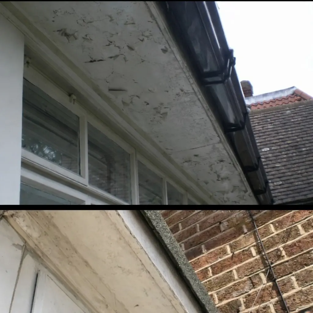 Asbestos AIB removal London — asbestos insulating board soffit prepared for controlled removal