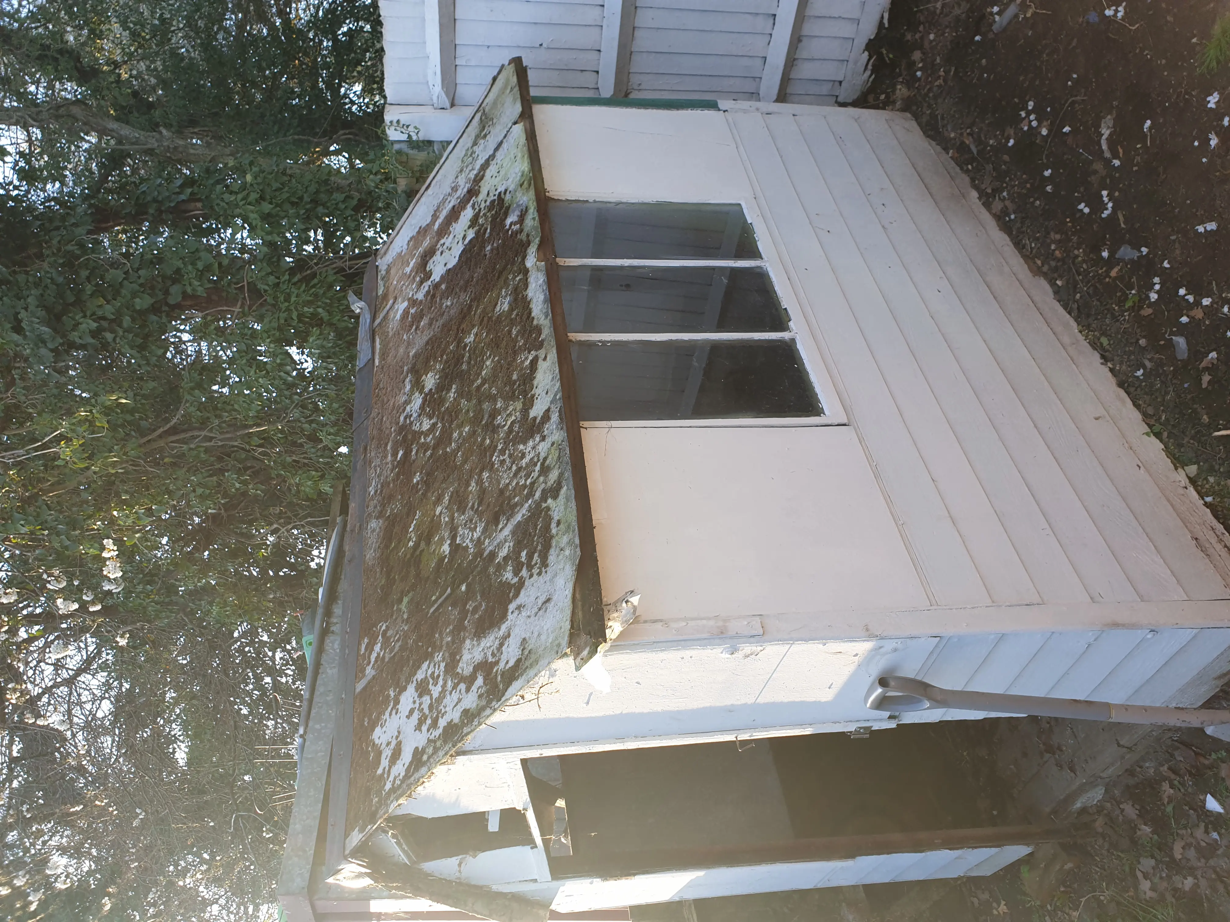 Asbestos roof removal South Norwood - Portland Road Norwood Jnc Stn SE25 Asbestos roof removal South Norwood - Portland Road Norwood Jnc Stn SE25; roof of a garden building